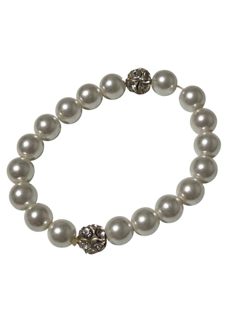 Vintage Faux Pearl Bracelet Rhinestone Accents Retro Classic Fashion Jewelry